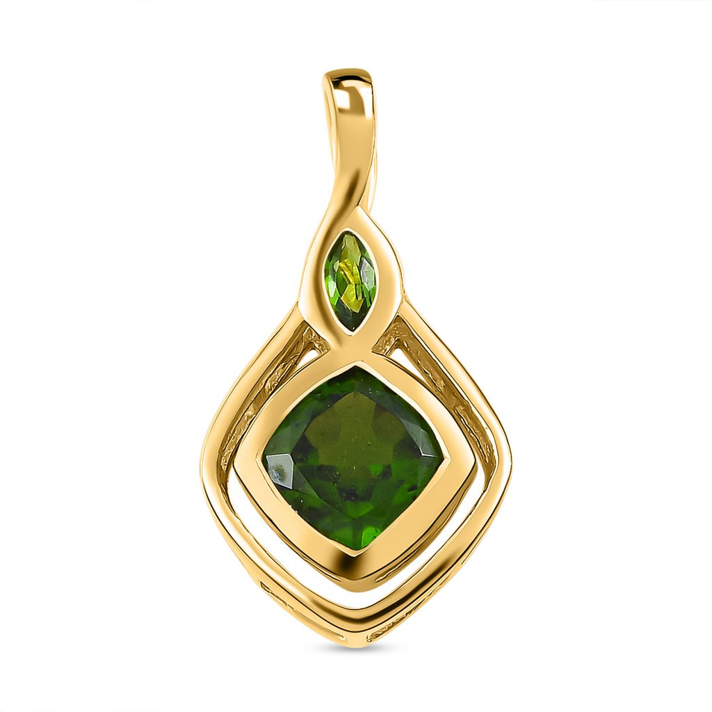 Natürlicher Chromdiopsid Anhänger 925 Silber vergoldet ca. 1.24 ct