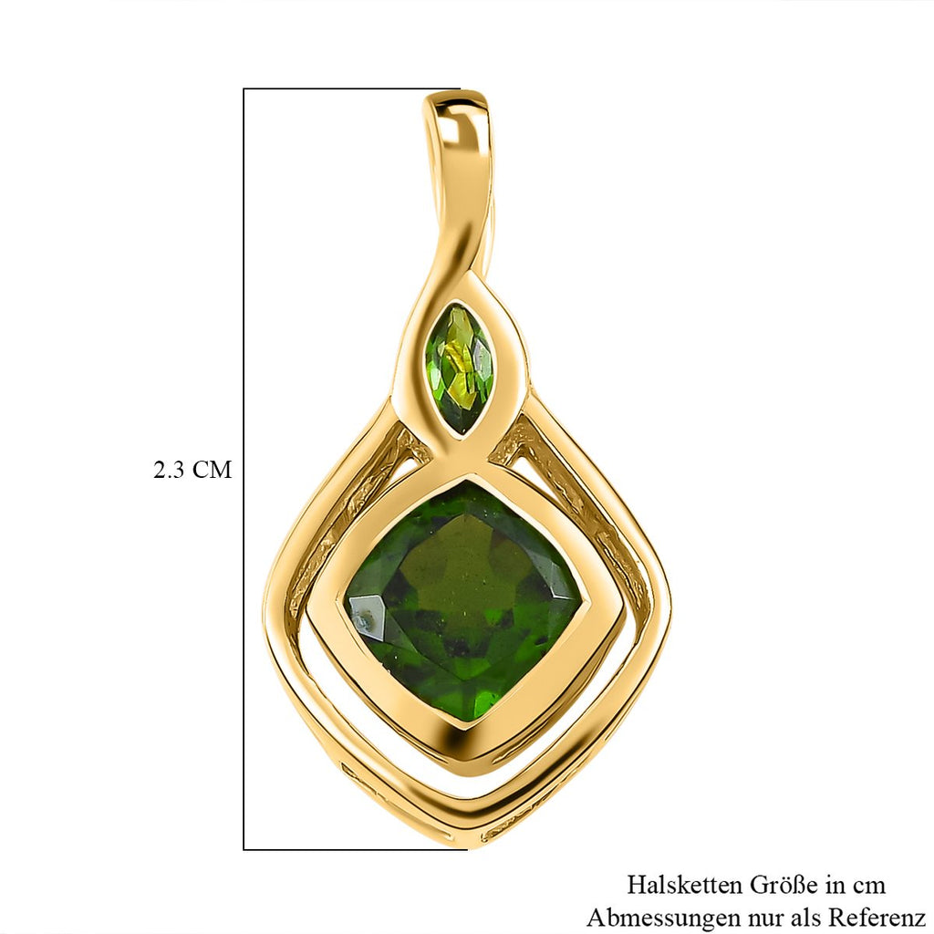 Natürlicher Chromdiopsid Anhänger 925 Silber vergoldet ca. 1.24 ct