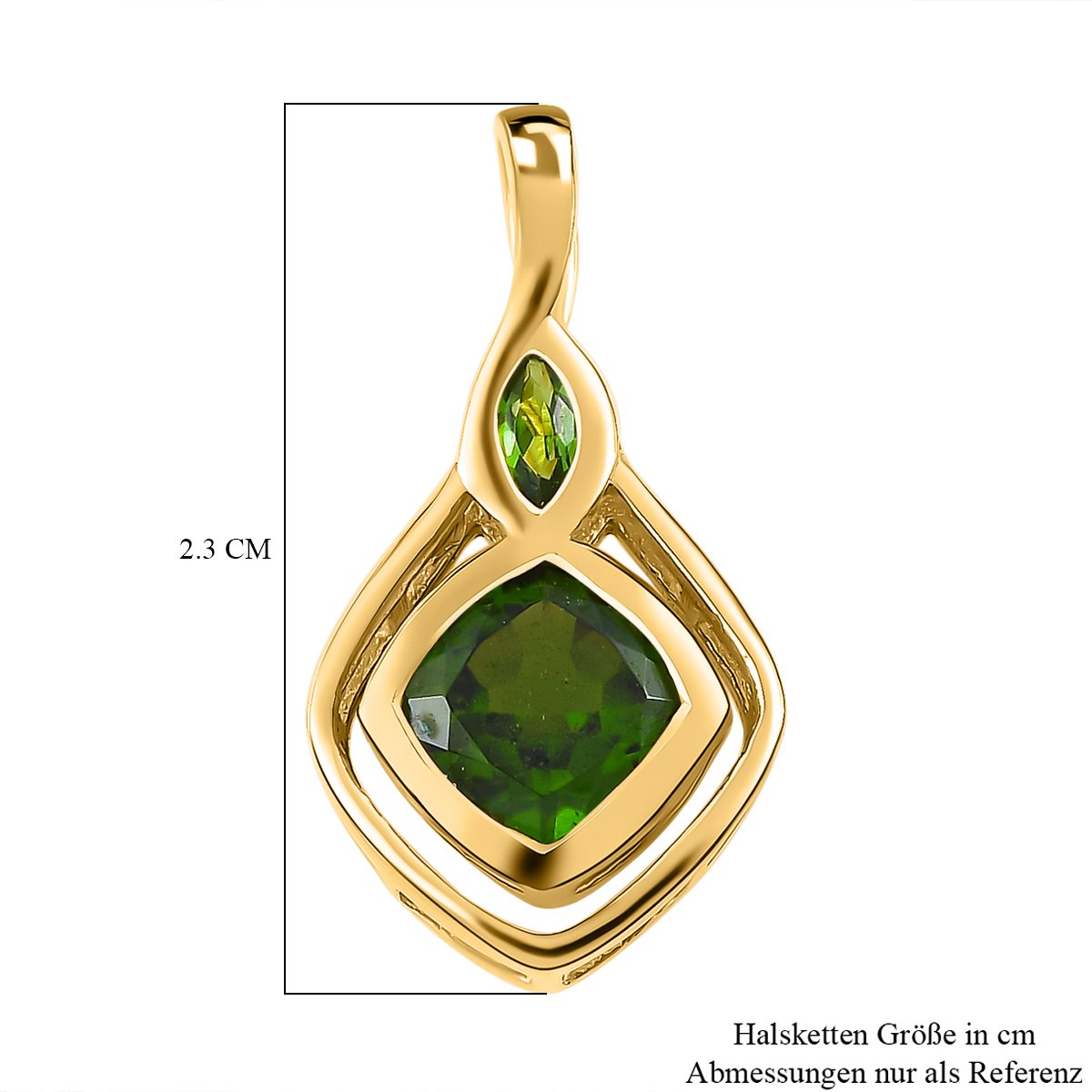 Natürlicher Chromdiopsid Anhänger 925 Silber vergoldet ca. 1.24 ct
