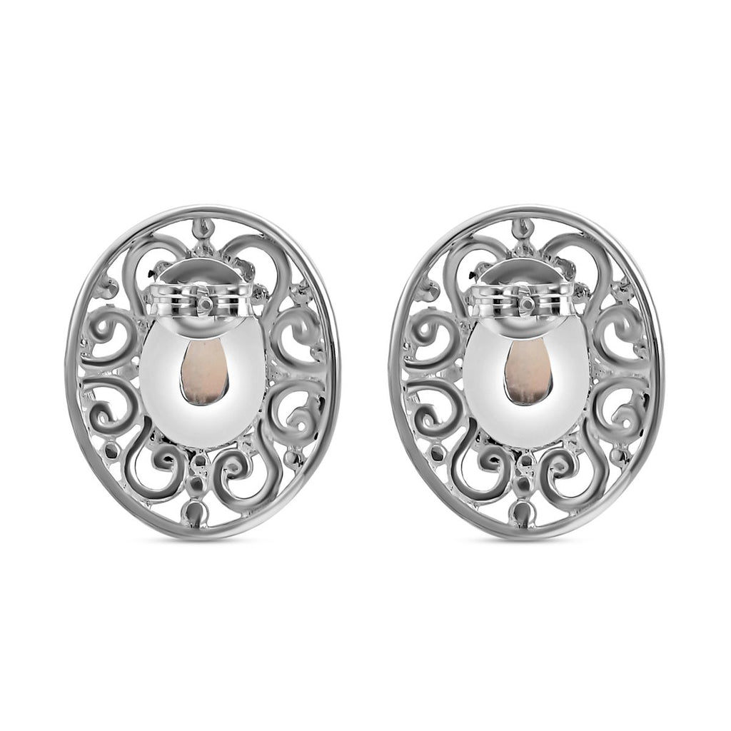 Royal Bali Kollektion - Regenbogen Mondstein Ohrringe 925 Silber ca. 2.53 ct