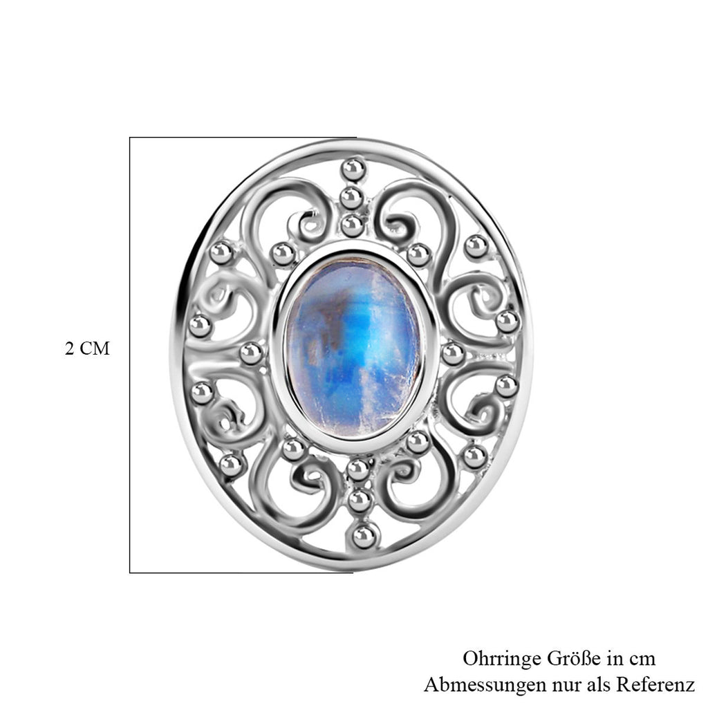 Royal Bali Kollektion - Regenbogen Mondstein Ohrringe 925 Silber ca. 2.53 ct