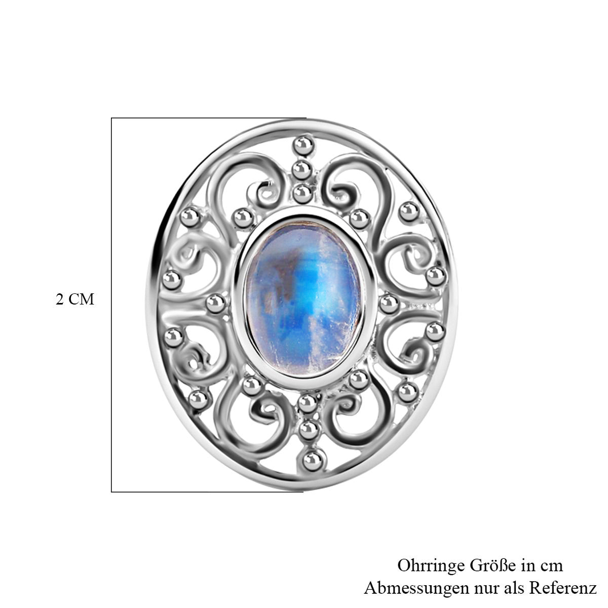 Royal Bali Kollektion - Regenbogen Mondstein Ohrringe 925 Silber ca. 2.53 ct