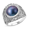 Blauer Mabenperlen Ring, 925 Silber (Größe 16.00)