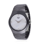 EON 1962 schweizer Uhrwerk - Moissanit-Uhr mit weißem Perlmutt Ziffernblatt, Keramik Armband, 42 mm
