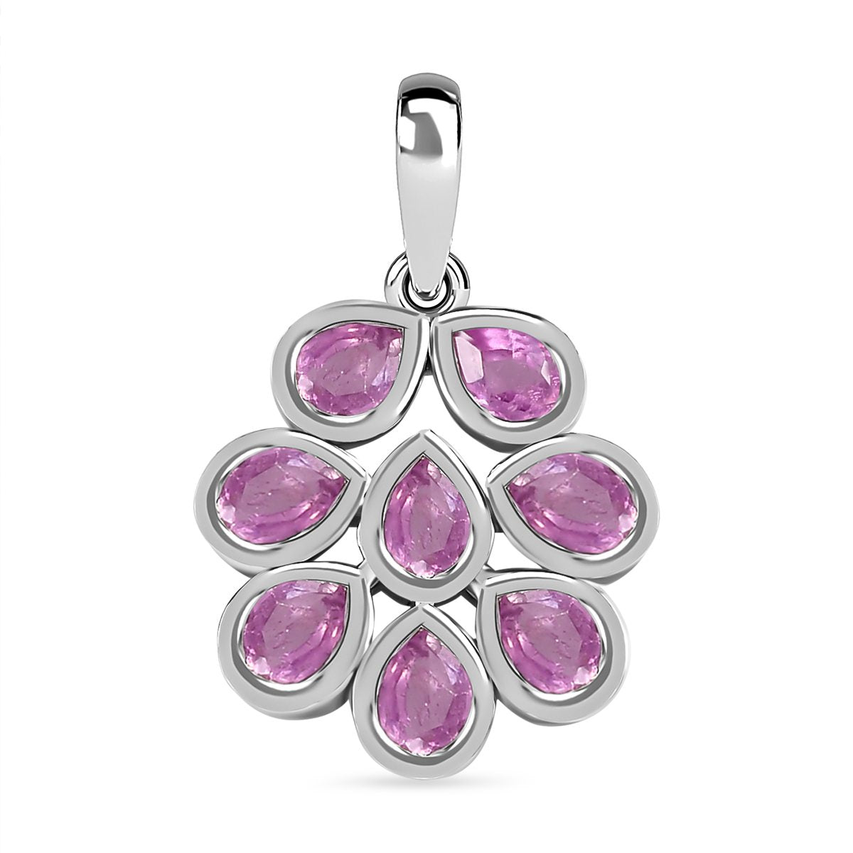 Ilakaka rosa Saphir (Fissure gefüllt) Anhänger, 925 Silber platiniert ca. 1.88 ct