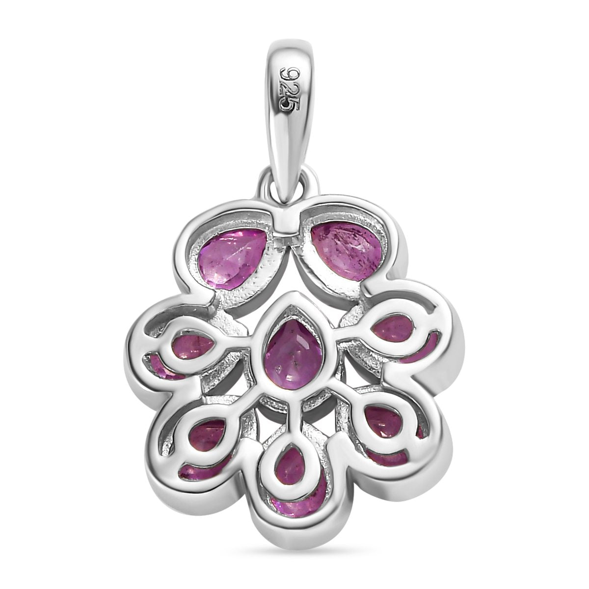 Ilakaka rosa Saphir (Fissure gefüllt) Anhänger, 925 Silber platiniert ca. 1.88 ct