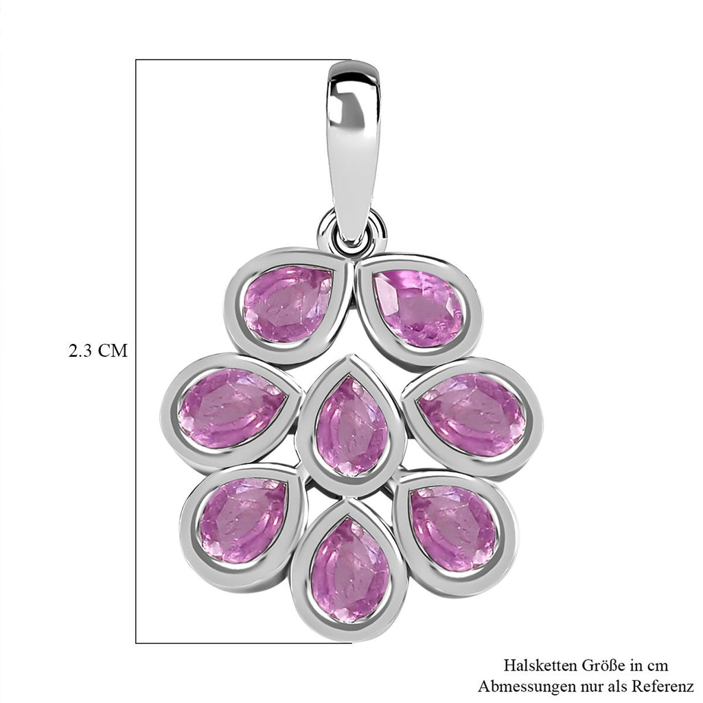 Ilakaka rosa Saphir (Fissure gefüllt) Anhänger, 925 Silber platiniert ca. 1.88 ct