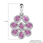 Ilakaka rosa Saphir (Fissure gefüllt) Anhänger, 925 Silber platiniert ca. 1.88 ct