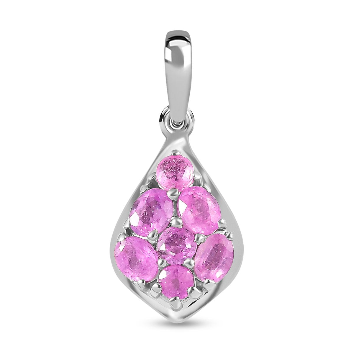 Ilakaka rosa Saphir (Fissure gefüllt) Anhänger, 925 Silber platiniert ca. 1.55 ct