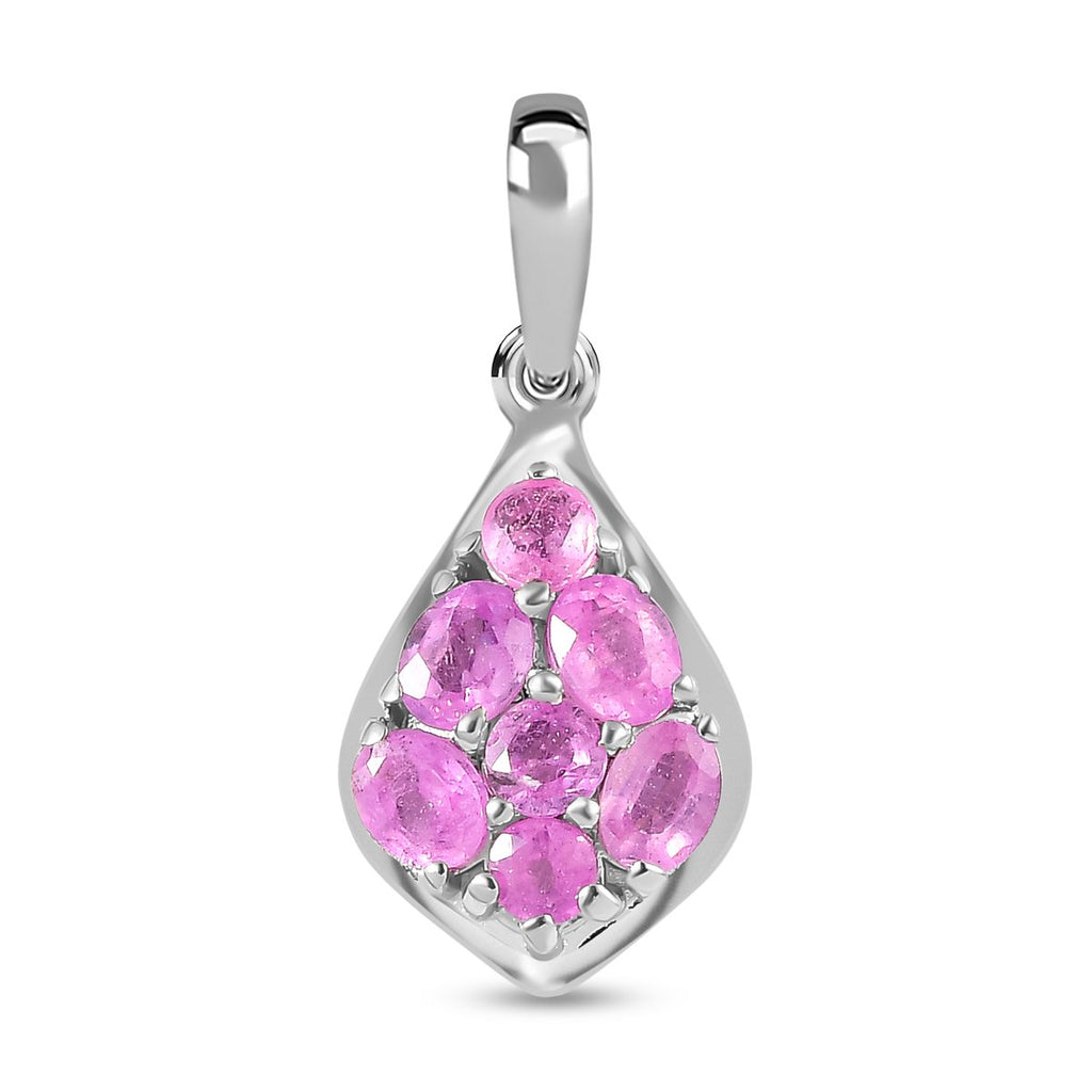 Ilakaka rosa Saphir (Fissure gefüllt) Anhänger, 925 Silber platiniert ca. 1.55 ct