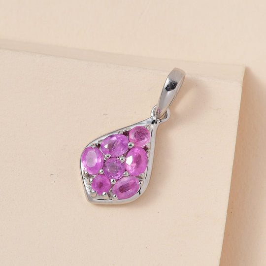 Ilakaka rosa Saphir (Fissure gefüllt) Anhänger, 925 Silber platiniert ca. 1.55 ct