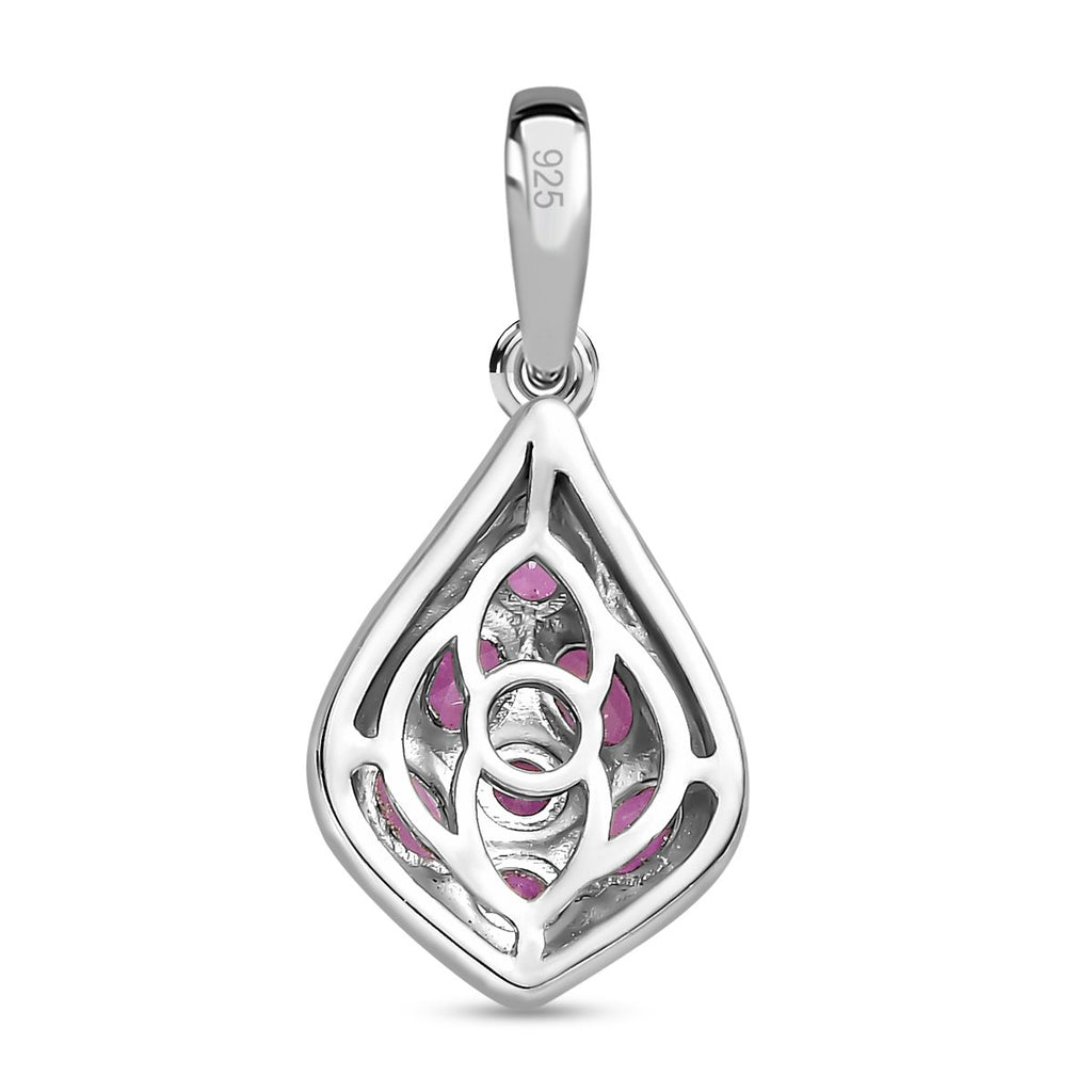 Ilakaka rosa Saphir (Fissure gefüllt) Anhänger, 925 Silber platiniert ca. 1.55 ct