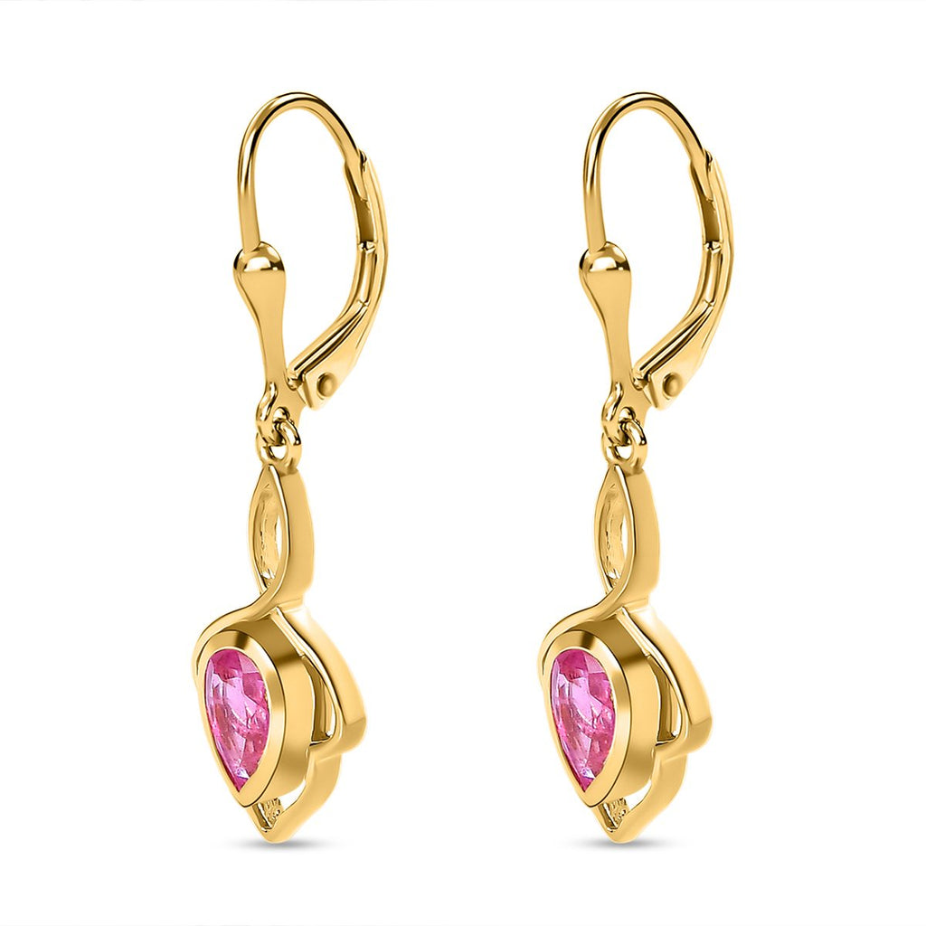 Ilakaka rosa Saphir (Fissure gefüllt) Ohrringe, 925 Silber vergoldet, ca. 1.87 ct