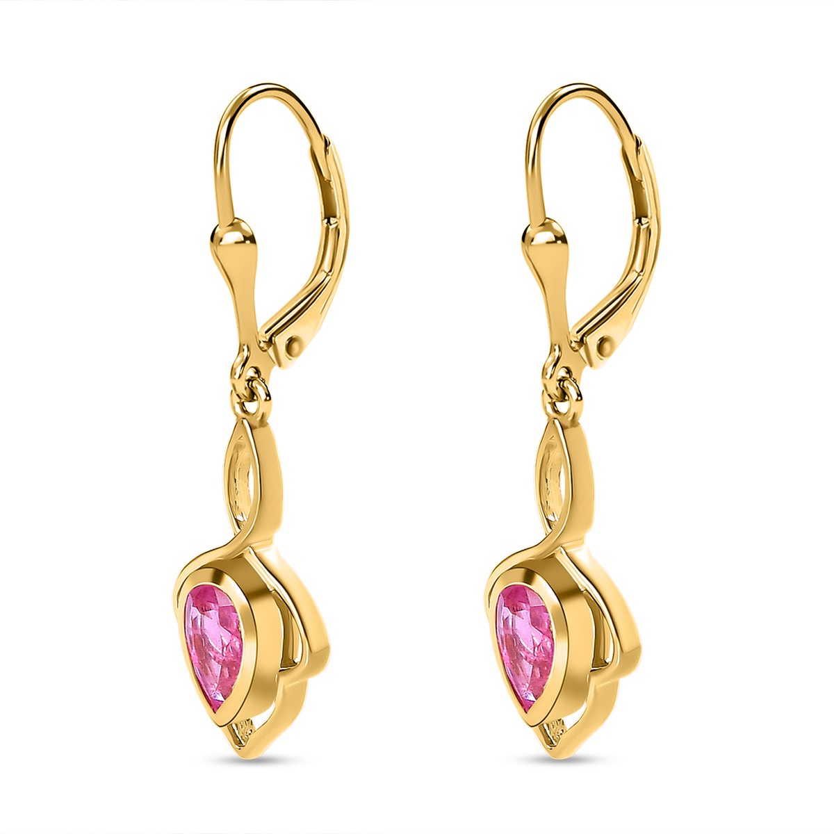 Ilakaka rosa Saphir (Fissure gefüllt) Ohrringe, 925 Silber vergoldet, ca. 1.87 ct