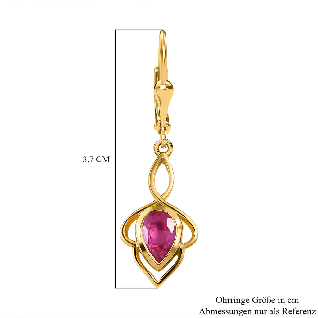 Ilakaka rosa Saphir (Fissure gefüllt) Ohrringe, 925 Silber vergoldet, ca. 1.87 ct