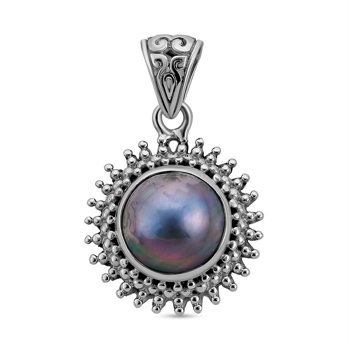 Royal Bali Kollektion - blaue Mabe Anhänger 925 Silber