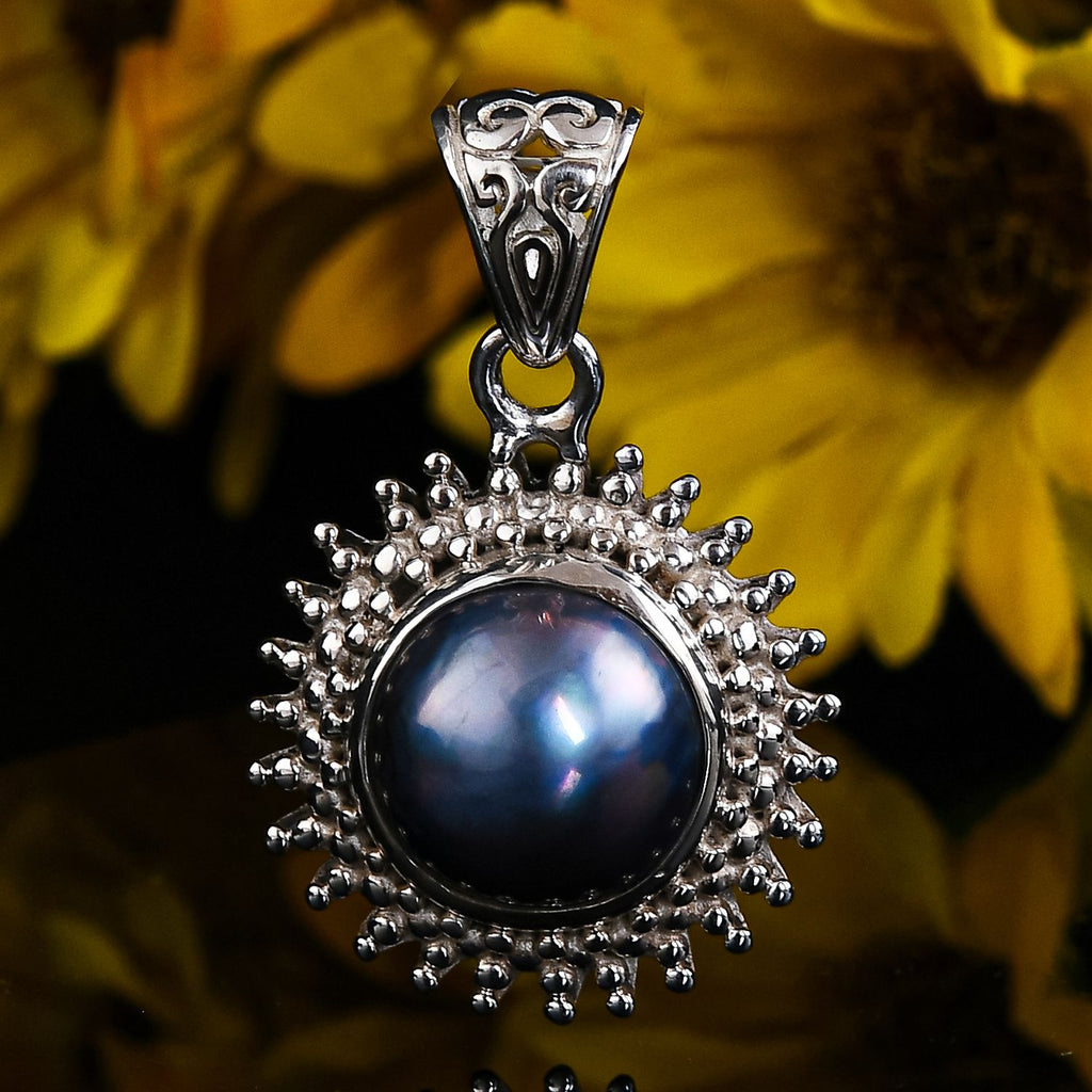 Royal Bali Kollektion - blaue Mabe Anhänger 925 Silber