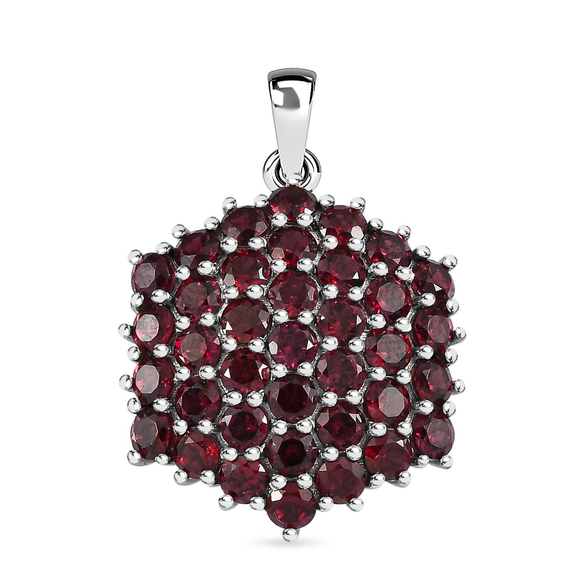Rhodolith Granat Anhänger, 925 Silber platiniert ca. 4.48 ct