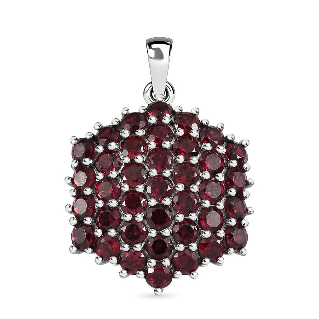 Rhodolith Granat Anhänger, 925 Silber platiniert ca. 4.48 ct