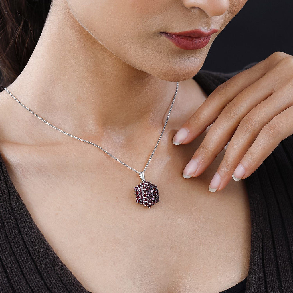 Rhodolith Granat Anhänger, 925 Silber platiniert ca. 4.48 ct