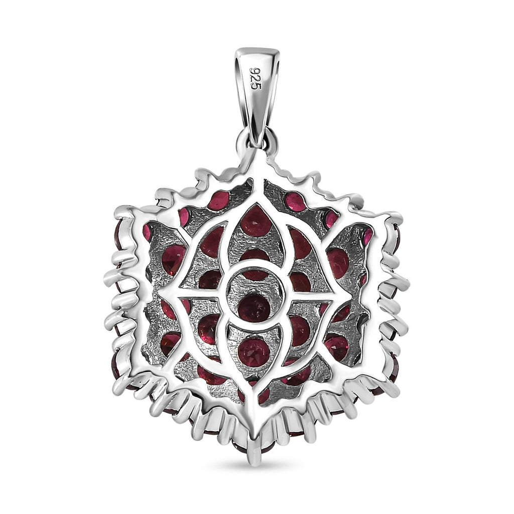 Rhodolith Granat Anhänger, 925 Silber platiniert ca. 4.48 ct