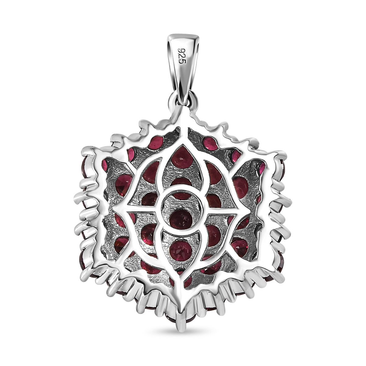 Rhodolith Granat Anhänger, 925 Silber platiniert ca. 4.48 ct