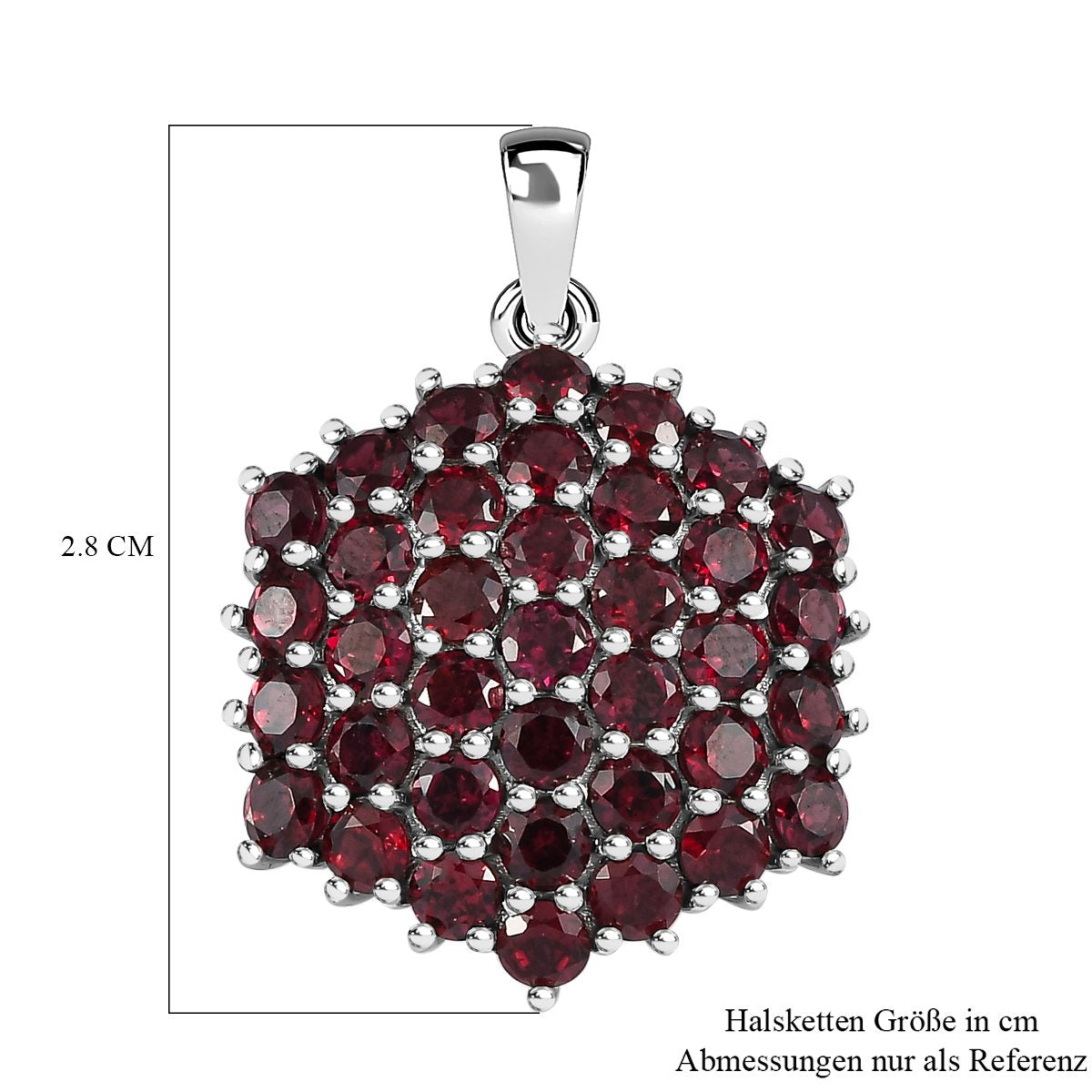 Rhodolith Granat Anhänger, 925 Silber platiniert ca. 4.48 ct