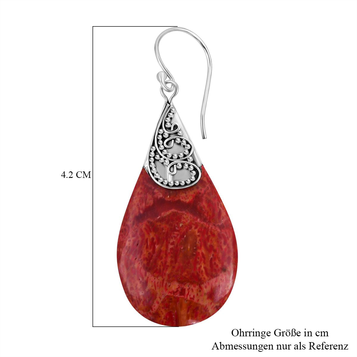 Royal Bali - Koralle Ohrringe, 925 Silber