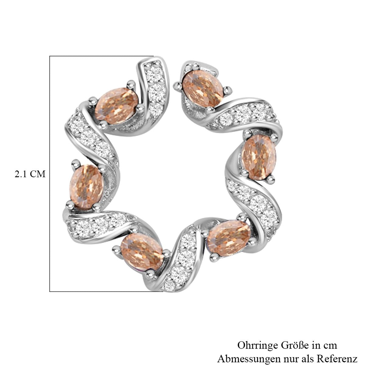 Champagner und weiße Zirkonia Ohrringe, Messing 3.50 ct