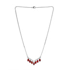 Rotes Granat Collier, ca. 50 cm, 925 Silber mit Edelstahl kette ca. 4.21 ct