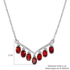 Rotes Granat Collier, ca. 50 cm, 925 Silber mit Edelstahl kette ca. 4.21 ct
