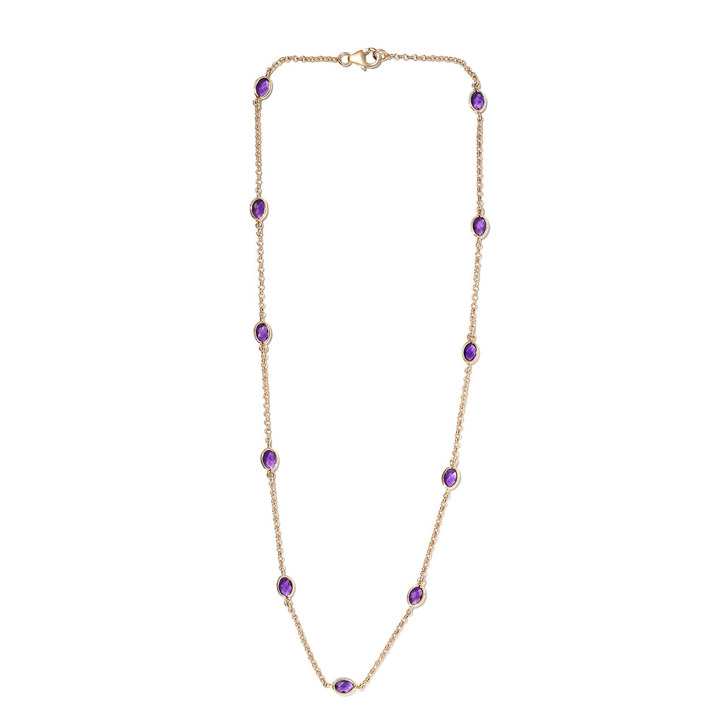 Afrikanische Amethyst-Halskette, ca. 45 cm, 925 Silber vergoldet, ca. 5,07 ct