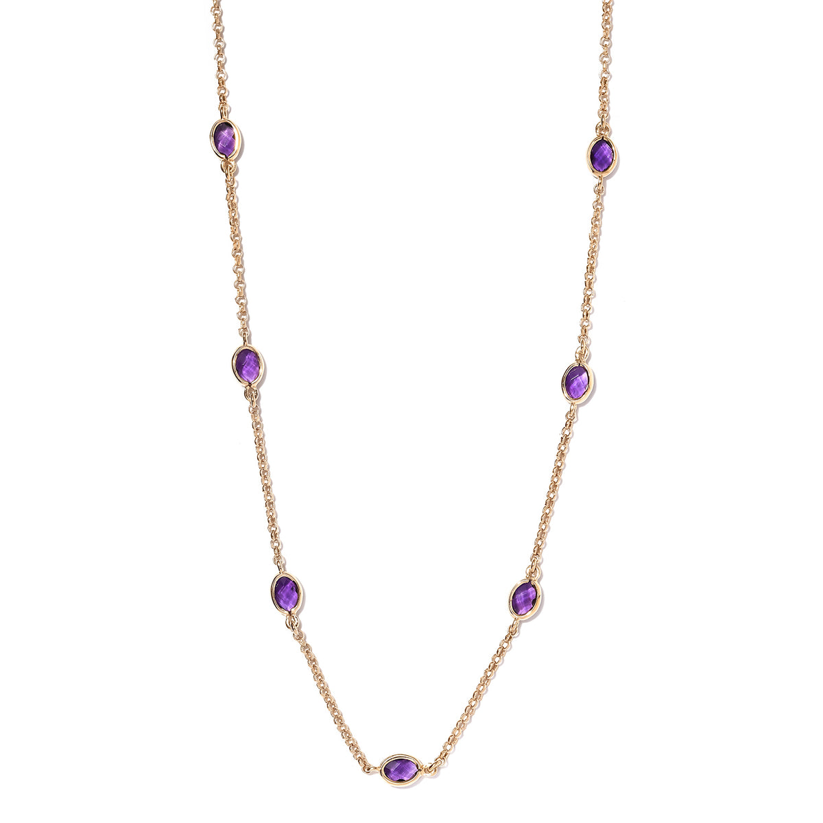 Afrikanische Amethyst-Halskette, ca. 45 cm, 925 Silber vergoldet, ca. 5,07 ct