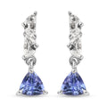 Tansanit und Weißer Topas Ohrhänger 925 Silber platiniert ca. 1,16 ct 