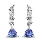 Tansanit und Weißer Topas Ohrringe 925 Silber platiniert ca. 1,16 ct