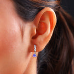 Tansanit und Weißer Topas Ohrringe 925 Silber platiniert ca. 1,16 ct