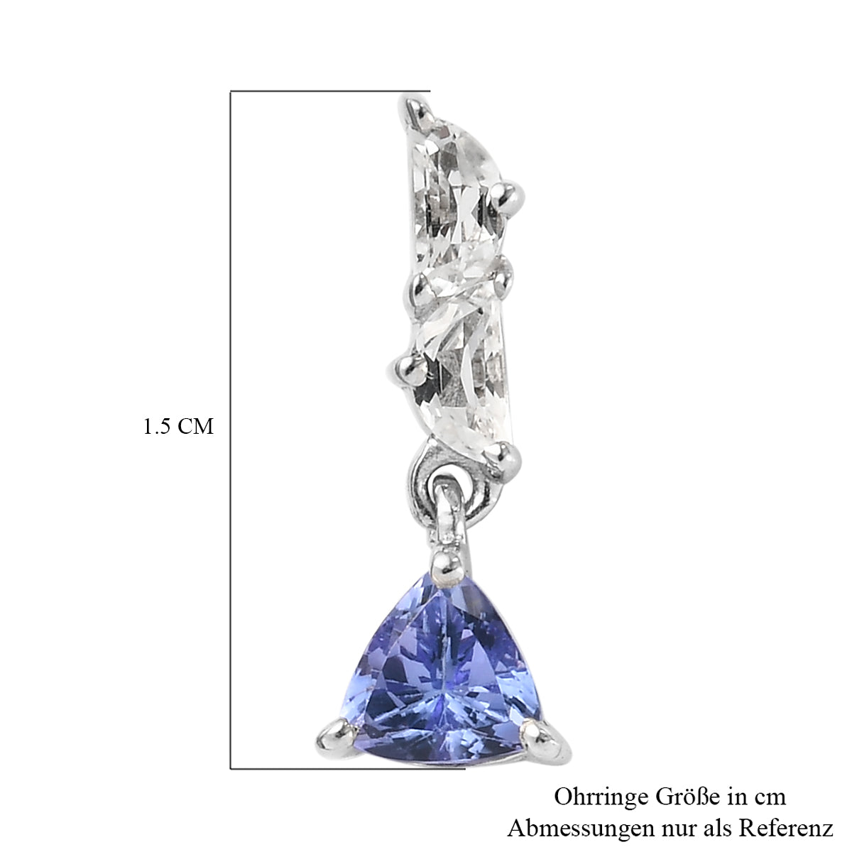 Tansanit und Weißer Topas Ohrringe 925 Silber platiniert ca. 1,16 ct