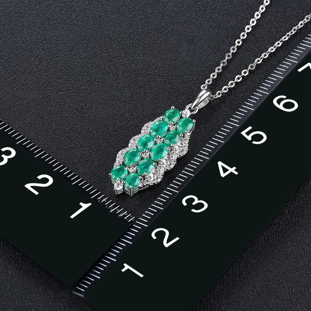 AAA Kagem sambischer Smaragd und Zirkon-Anhänger mit kette, 925 Silber rhodiniert ca. 1,81 ct