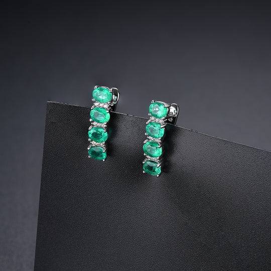 AAA Kagem Sambia Smaragd und Zirkon Ohrringe 925 Silber rhodiniert ca. 2,76 ct