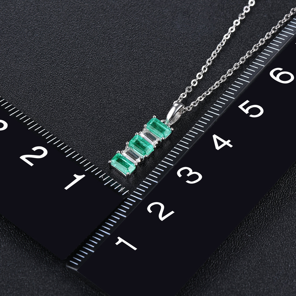 AAA Kagem sambischer Smaragd und Zirkon-Anhänger mit kette, 925 Silber rhodiniert ca. 1,36 ct