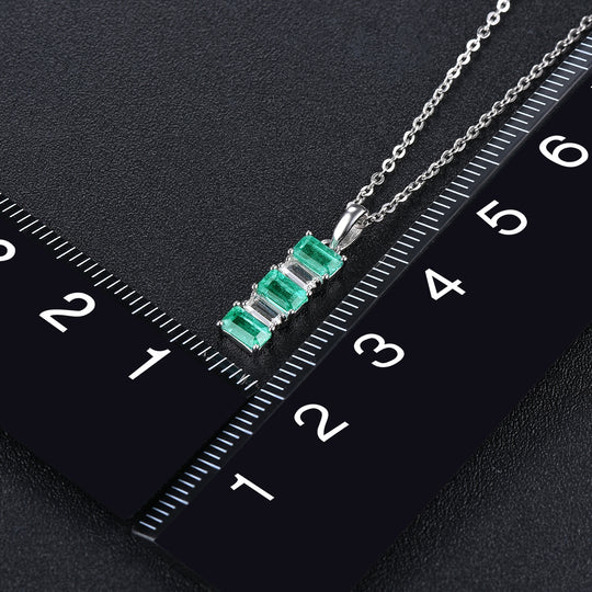 AAA Kagem sambischer Smaragd und Zirkon-Anhänger mit kette, 925 Silber rhodiniert ca. 1,36 ct