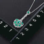 AAA Kagem sambischer Smaragd und Zirkon-Anhänger mit kette, 925 Silber rhodiniert ca. 1,60 ct