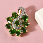 Natürlicher Chromdiopsid und Zirkon-Anhänger, 925 Silber vergoldet ca. 2,13 ct