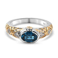 London Blau Topas und Zirkon Ring 925 Silber Bicolor (Größe 16.00) ca. 0,90 ct