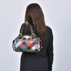 Chaos by Elsie - 100% Echtleder Patchwork Handtasche, 30x13x23, Regenbogen