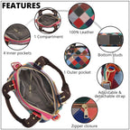 Chaos by Elsie - 100% Echtleder Patchwork Handtasche, 30x13x23, Regenbogen