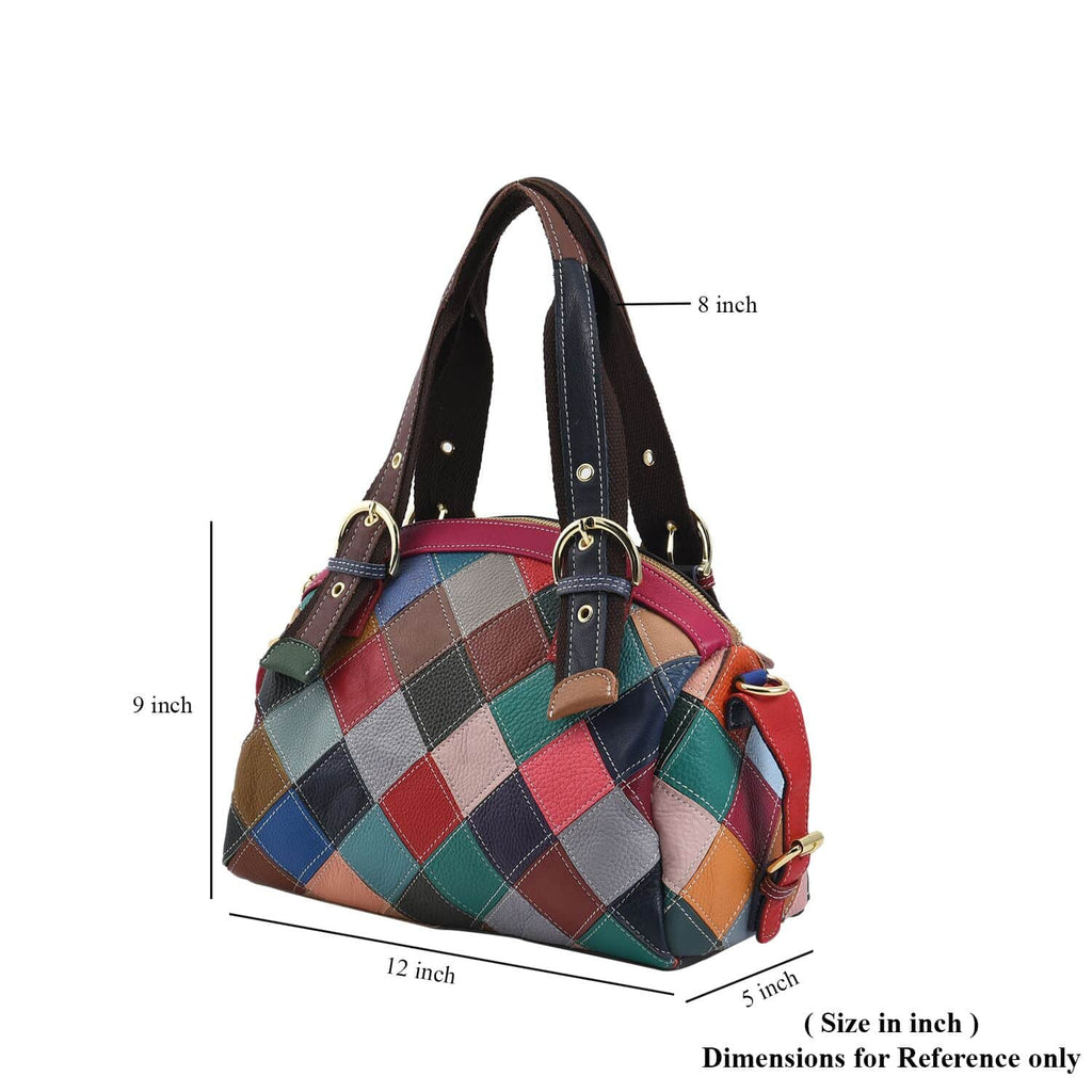 Chaos by Elsie - 100% Echtleder Patchwork Handtasche, 30x13x23, Regenbogen