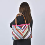 Chaos by Elsie - 100% Echtleder Patchwork mit Krokodilmuster, 38x15,30 cm, mehrfarbig