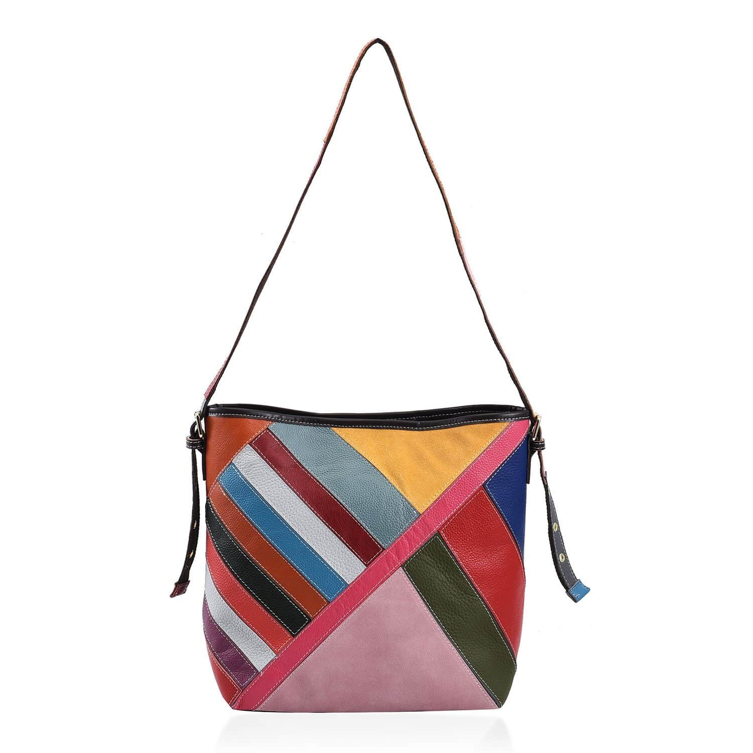 Chaos by Elsie - 100% Patchwork Echtleder Tasche mit RFID schutz, 27x30x13 cm, Patchwork