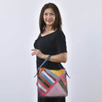 Chaos by Elsie - 100% Patchwork Echtleder Tasche mit RFID schutz, 27x30x13 cm, Patchwork